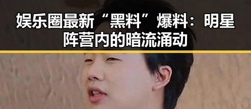 娱乐圈最新“黑料”爆料：明星阵营内的暗流涌动